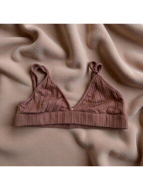 JONATHAN SIMKHAI Standard Brown Ribbed Bralette Bra Size Medium
